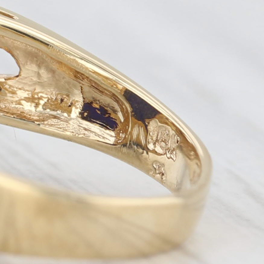 Light Gray Lapis Lazuli Diamond Ring 18k Yellow Gold Size 6.5 Oval Cabochons