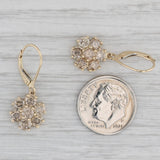 1.80ctw Champagne Diamond Flower Dangle Earrings 14k Yellow Gold
