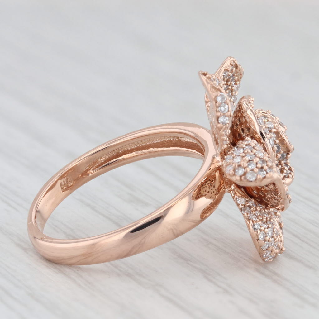 Light Gray 0.53ctw Diamond Flower Ring 14k Rose Gold Size 7.25 Cocktail