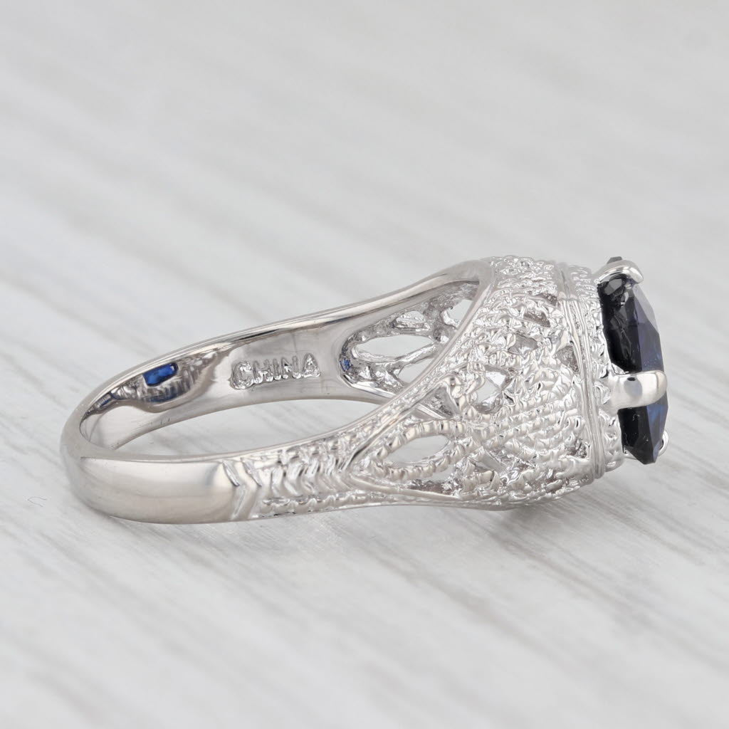 Light Gray 2.90ct Lab Created Sapphire Solitaire Ring Sterling Silver Size 6 Filigree