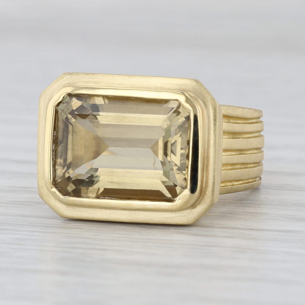 Slane & Slane 7.70ct Citrine Solitaire Ring 18k Yellow Gold Size 5 Cocktail