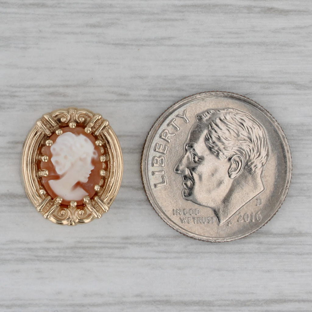 Gray Vintage Carved Shell Cameo Slide Bracelet Charm 14k Yellow Gold