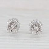 0.90ctw Diamond Cluster Stud Earrings 14k White Gold Flower Studs