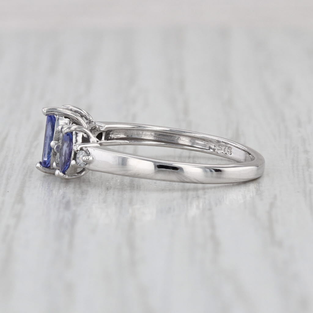 0.63ctw Tanzanite Diamond Ring 14k White Gold Size 7 3-Stone Stackable