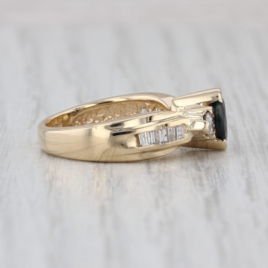 1.05ctw Oval Blue Sapphire Diamond Ring 14k Yellow Gold Size 4.25 Engagement