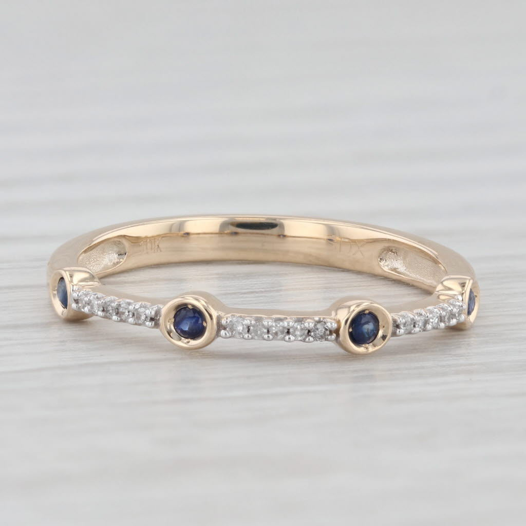 Light Gray New 0.13ctw Sapphire Diamond Ring 10k Yellow Gold Size 7 Stackable Wedding Band