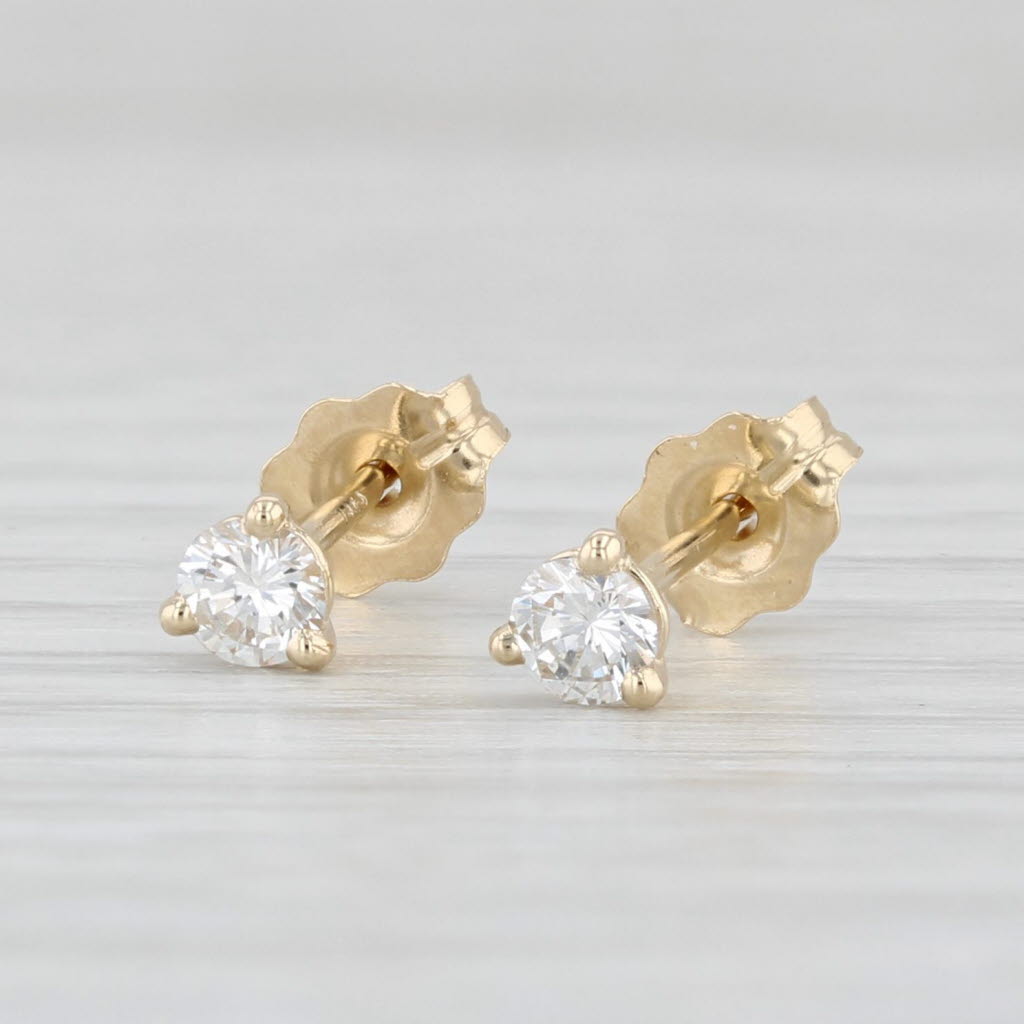 Light Gray New 0.20ctw Diamond Stud Earrings 14k Yellow Gold Round Solitaire Studs