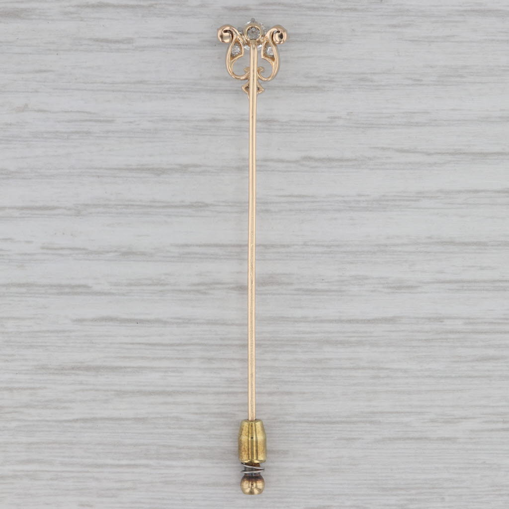 Gray 0.48ctw Diamond Stickpin 10k Gold Platinum Antique Pin