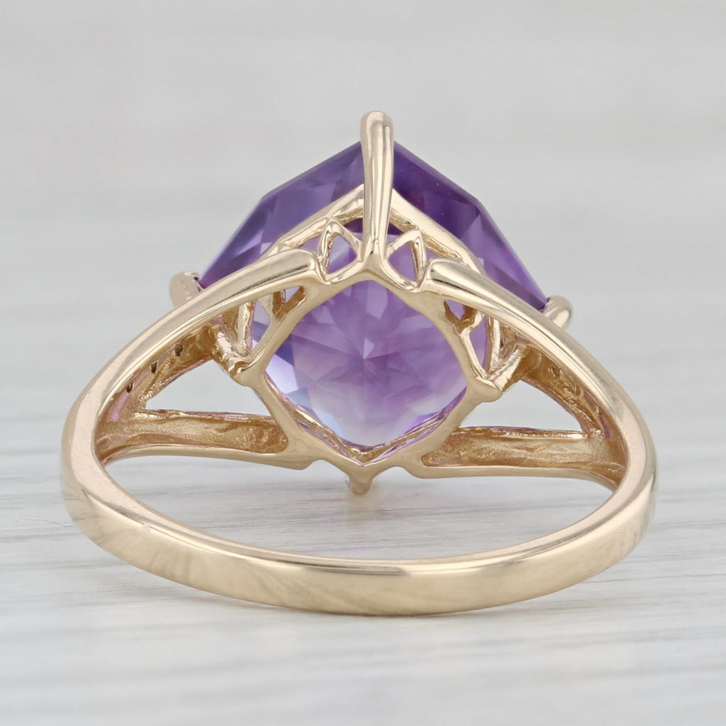 Light Gray 6.94ctw Amethyst Diamond Ring 14k Yellow Gold Size 10.25