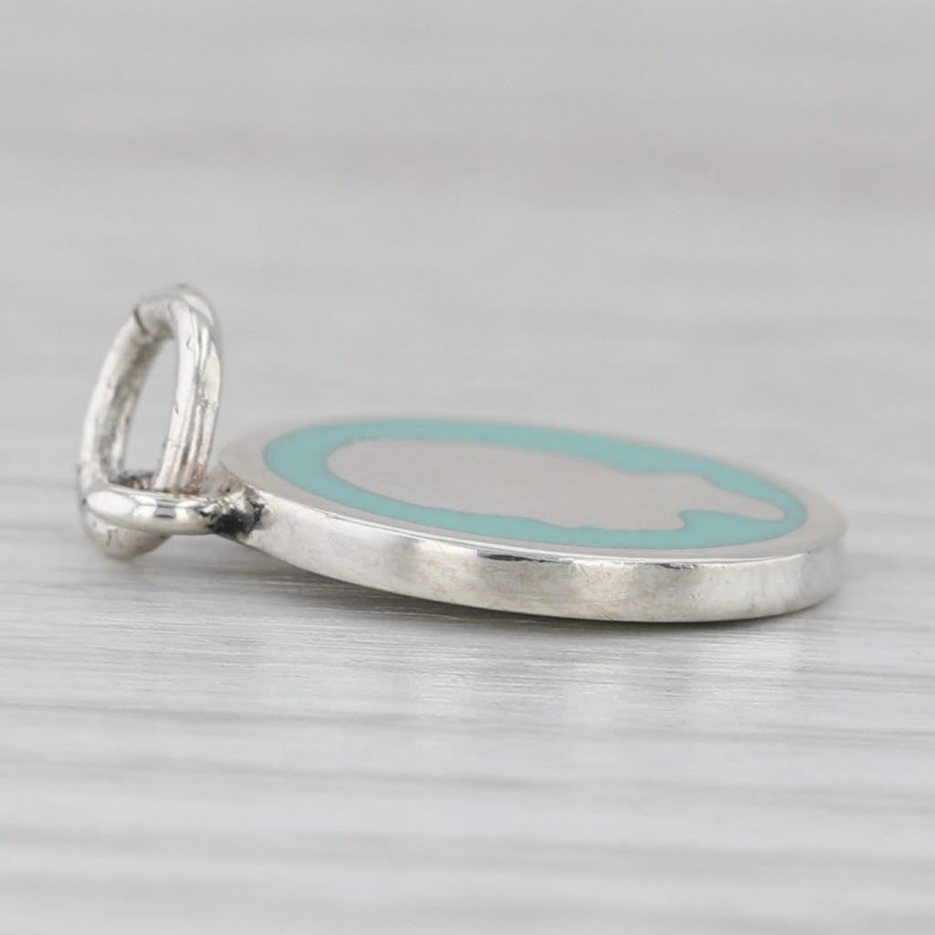 Gray Tiffany Retired Boy Silhouette Charm w/ Pouch Sterling Silver Enamel Pendant