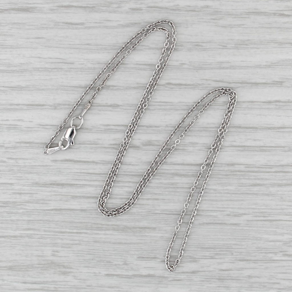 Cable Chain Necklace 14k White Gold 18.75" 1mm