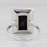 Light Gray Onyx Diamond Signet Ring 14k White Gold Vintage Wheat Band Size 6.25