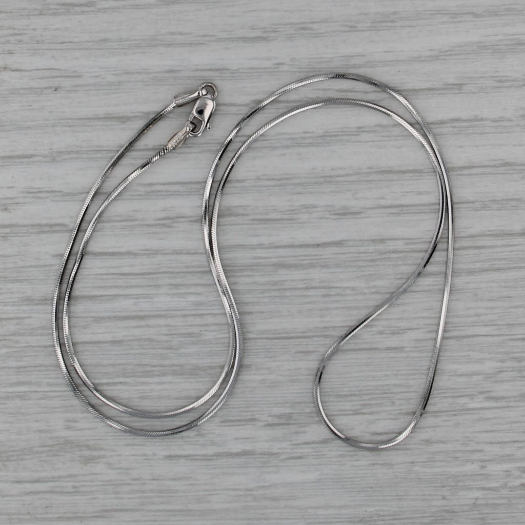 18.25" 1mm Snake Chain Necklace 14k White Gold