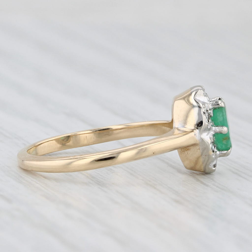 Light Gray 0.23ctw Emerald Diamond Halo Ring 14k Yellow Gold Size 5