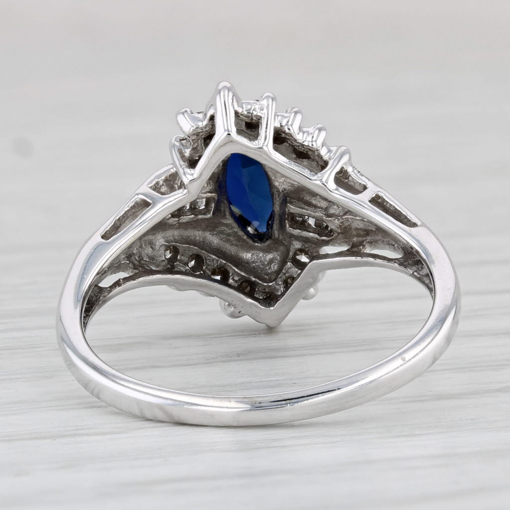 Light Gray 0.62ctw Lab Created Sapphire Diamond Ring 10k White Gold Size 8.25