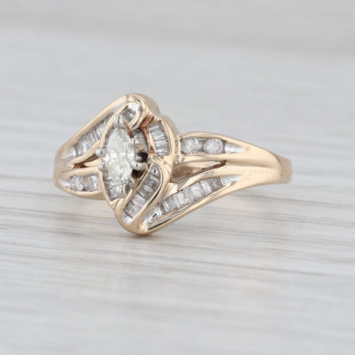 0.29ctw Marquise Diamond Bypass Engagement Ring 10k Yellow Gold Size 7