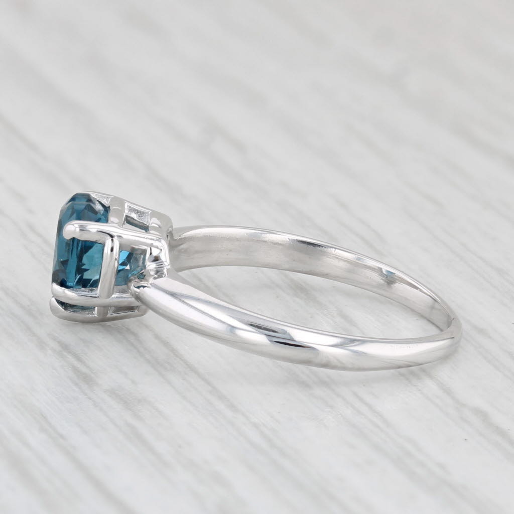 Light Gray 1.10ct London Blue Topaz Heart Solitaire Ring 14k White Gold Size 6