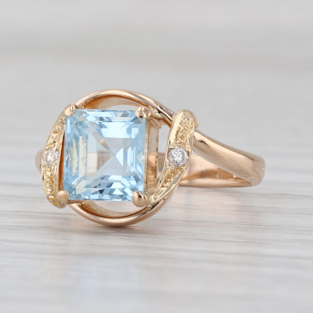 1.64ctw Aquamarine Diamond Ring 14k Yellow Gold Size 5.5