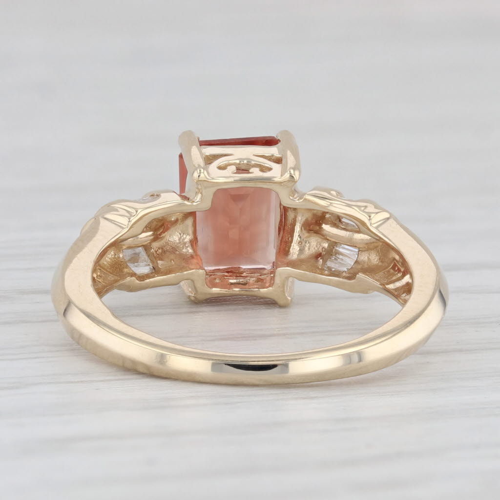 Light Gray 1.44ctw Emerald Cut Sunstone Diamond Ring 10k Yellow Gold Size 6.25