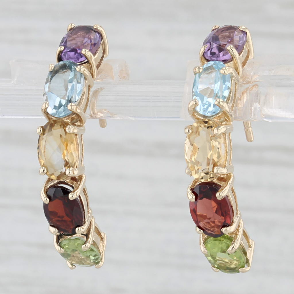 Light Gray 4.72ctw Gemstone Journey Earrings 10k Gold Amethyst Topaz Citrine Garnet Peridot