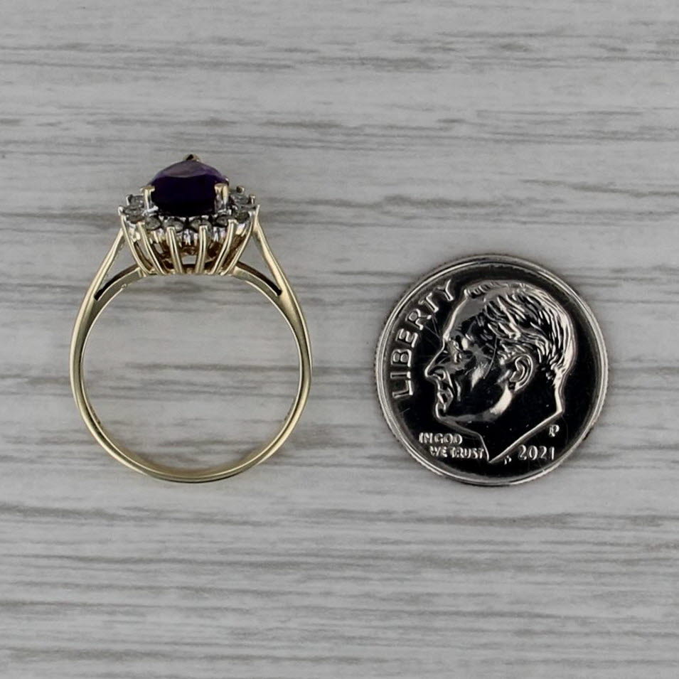 1.36ctw Pear Amethyst Halo Ring 10k Yellow Gold Size 5.75