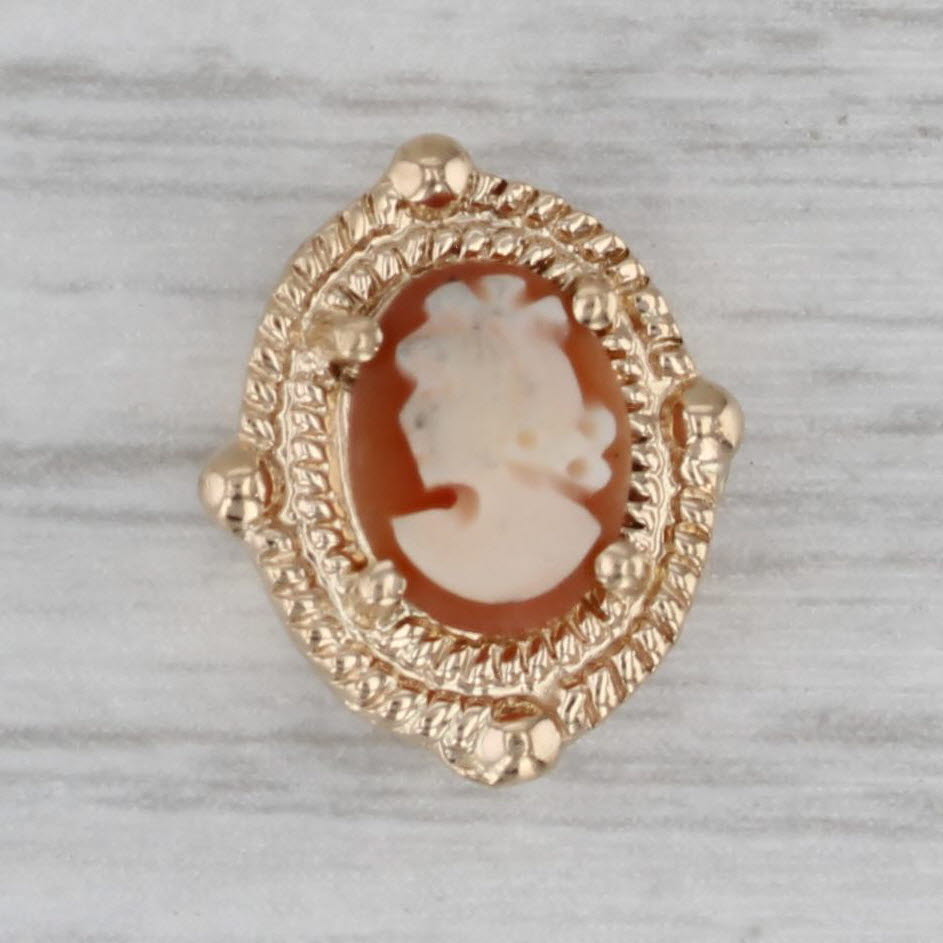 Gray Carved Shell Cameo Slide Bracelet Charm 14k Yellow Gold Vintage