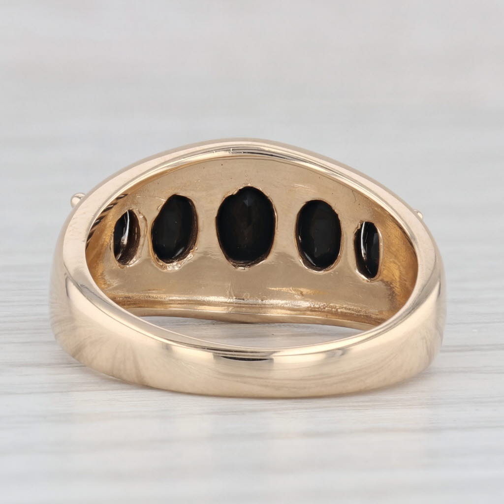 Light Gray Graduated Tiered Black Onyx Ring 14k Yellow Gold Size 7