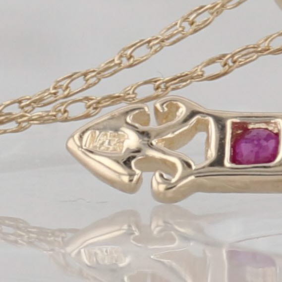 0.22ctw Ruby Cross Pendant Necklace 14k Yellow Gold 19.25" Rope Chain