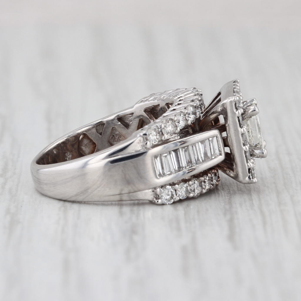 2.10ctw Princess Brilliant Halo Diamond Engagement Ring 14k White Gold Size 5.5