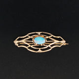 Vintage Blue Opal Solitaire Brooch 10k Yellow Gold Oval Cabochon Solitaire Pin