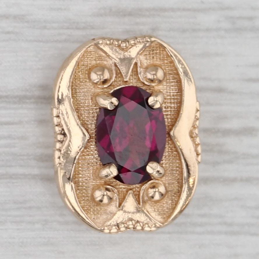 Gray Richard Glatter 1ct Oval Garnet Solitaire Slide Bracelet Charm 14k Yellow Gold