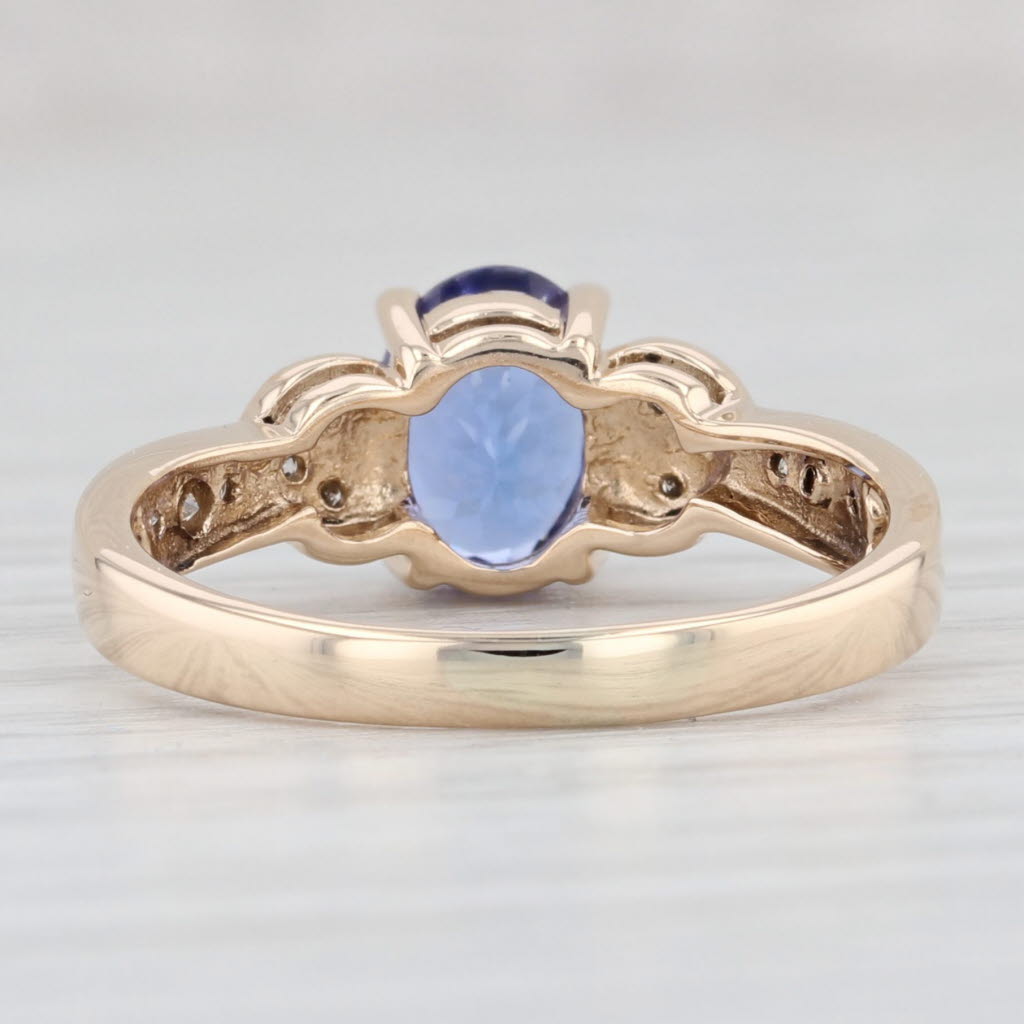 Light Gray 1.40ctw Oval Tanzanite Diamond Heart Ring 14k Yellow Gold Size 7.5