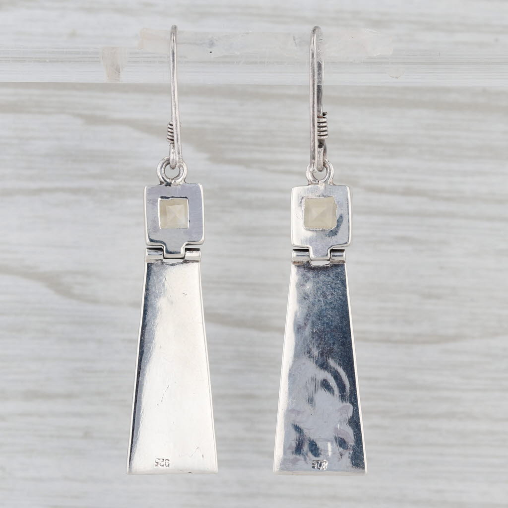 2.44ctw Citrine Garnet Floral Dangle Earrings Sterling Silver Hook Posts