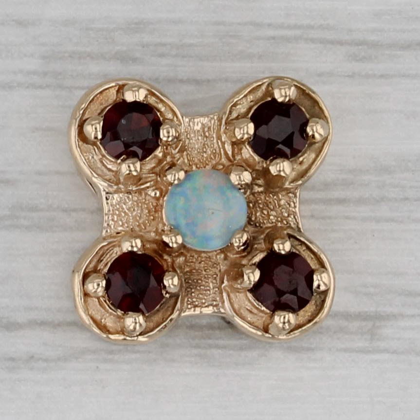 Gray Garnet Opal Slide Bracelet Charm 14k Yellow Gold Vintage Old Victoria