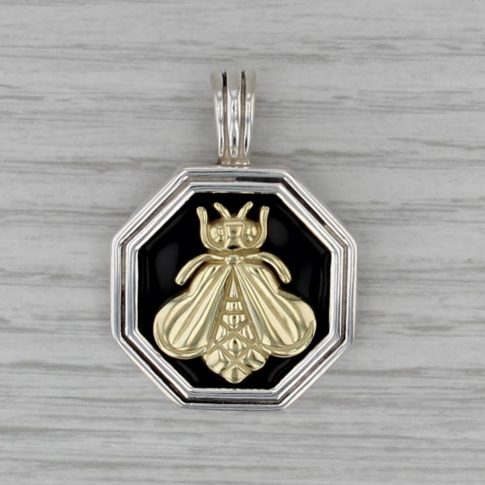 Slane & Slane Bee Pendant Sterling Silver 18k Gold Enamel Enhancer Clip Bail