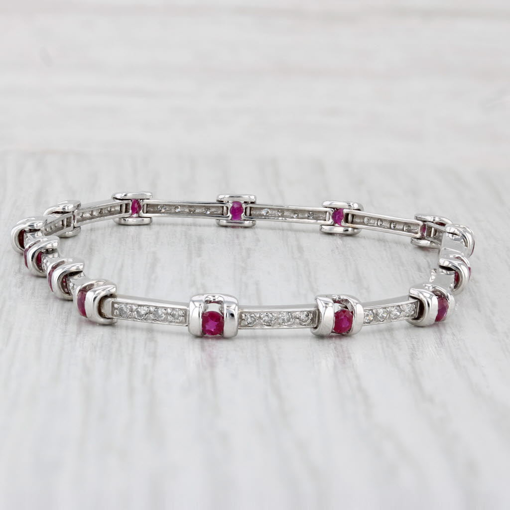 Light Gray 1.70ctw Ruby Diamond Tennis Bracelet 14k White Gold 6.75" 4mm