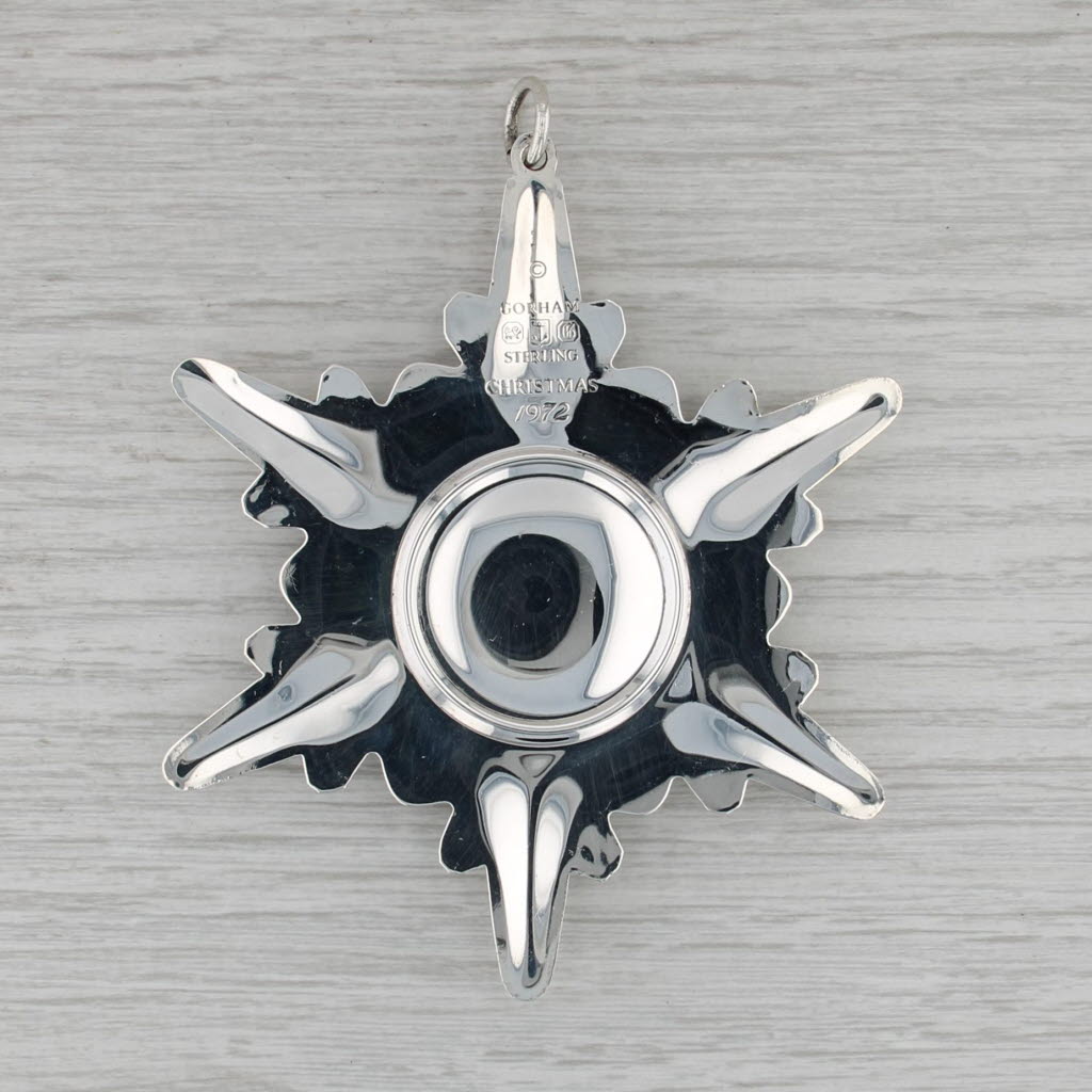 1972 Gorham Christmas Snowflake Ornament Sterling Silver Holiday Collectible