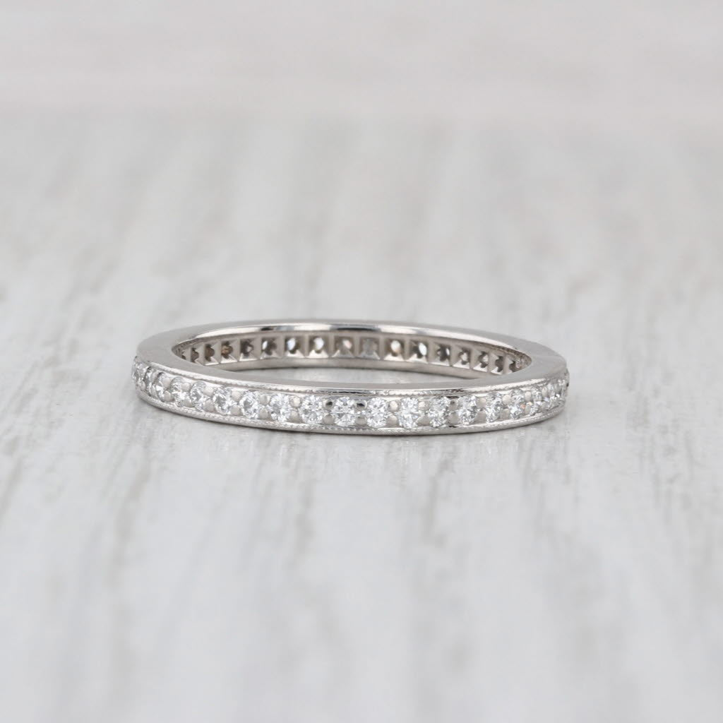Tiffany Legacy 0.62ctw Diamond Eternity Wedding Band Platinum Ring Box
