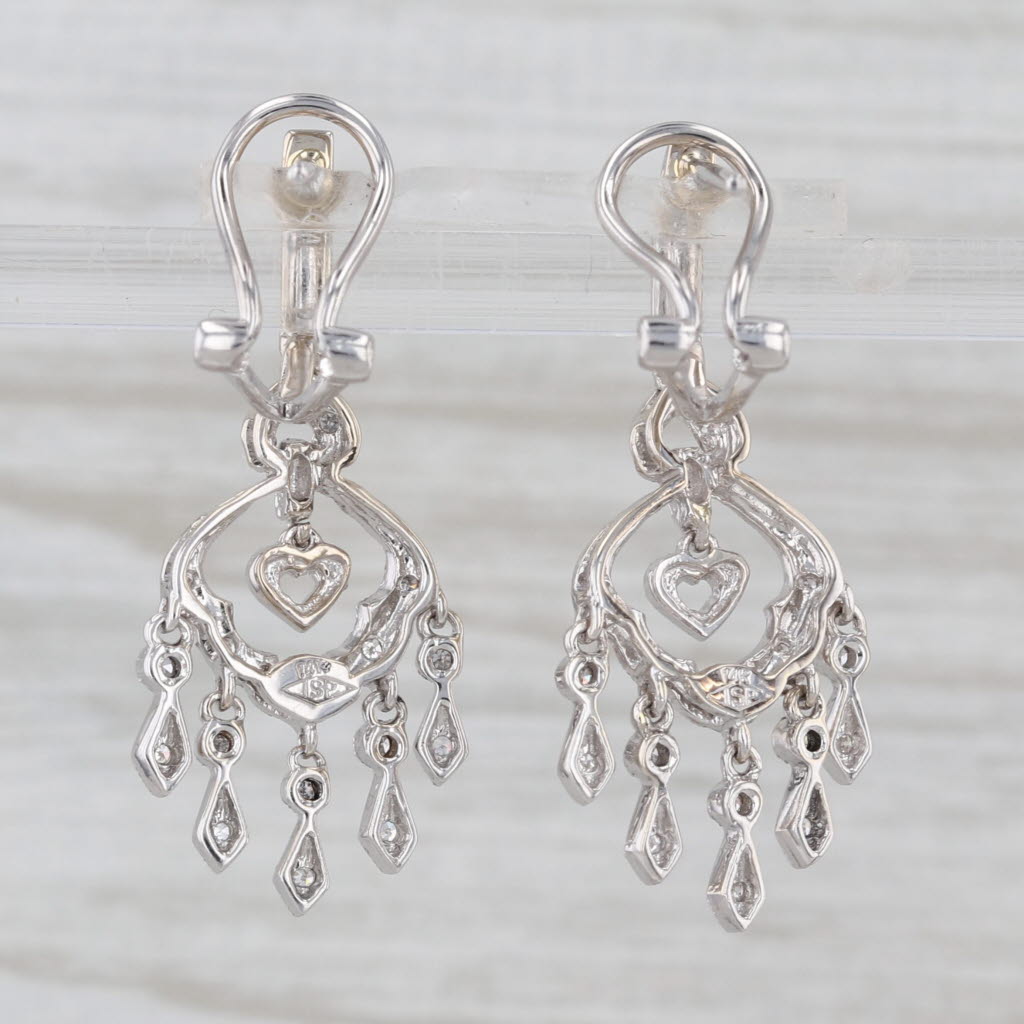 0.20ctw Diamond Small Chandelier Earrings 14k White Gold Omega Back Drops