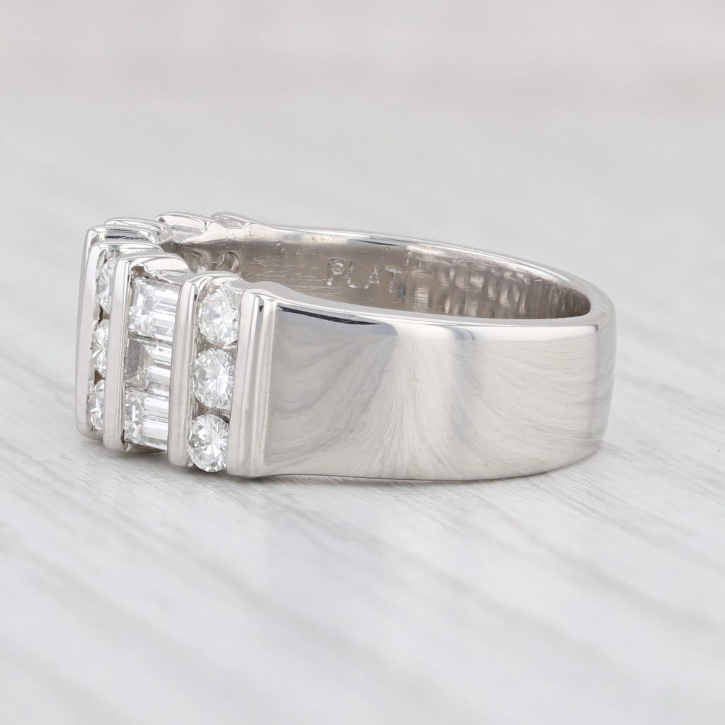 1.50ctw Round Baguette Diamond Band Platinum Size 6.75 Ring