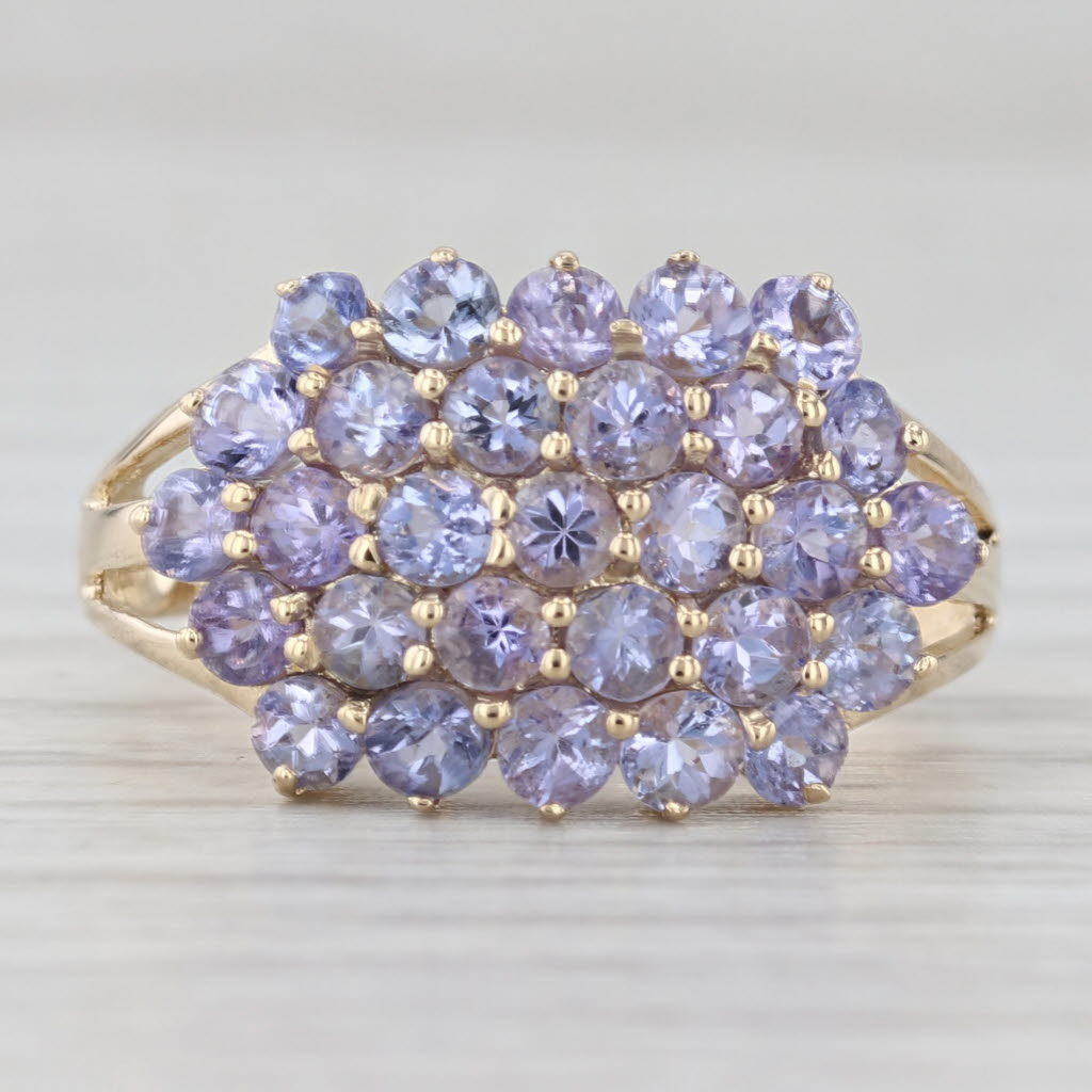 2.25ctw Tanzanite Cluster Ring 14k Yellow Gold Size 7.25 Cocktail