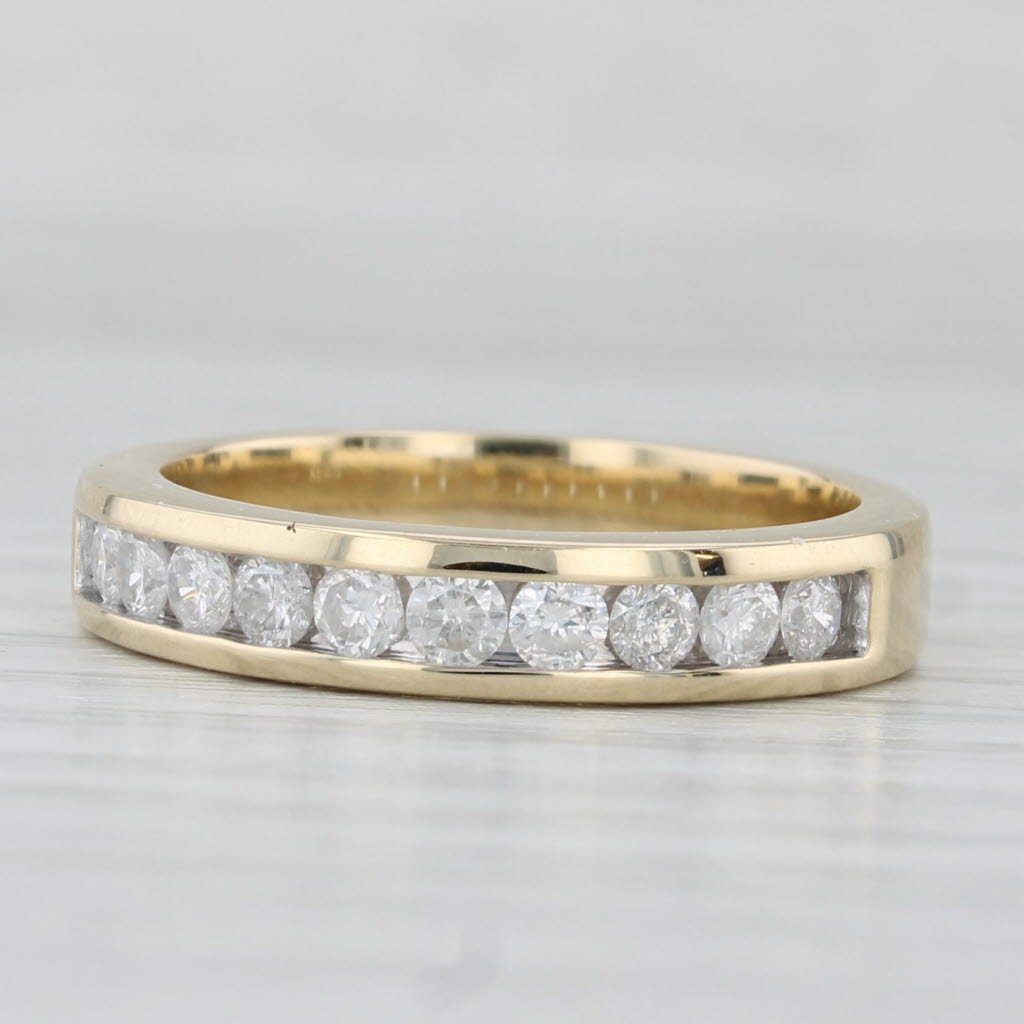Light Gray 1ctw Channel Set Diamond Wedding Band 10k Yellow Gold Size 7 Anniversary Ring
