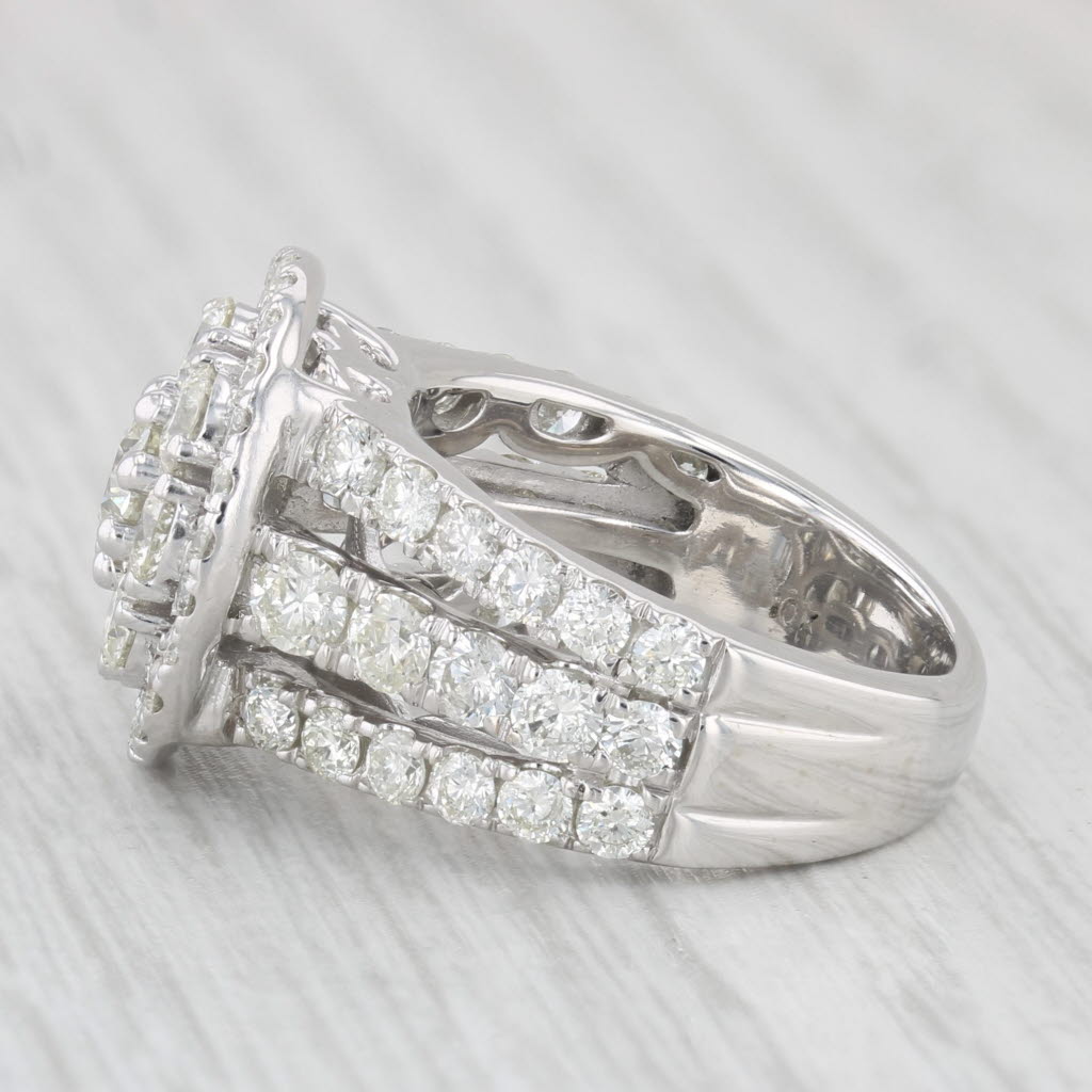 Light Gray 1.90ctw Round Diamond Halo Cluster Ring 10k White Gold Size 5.5 Cocktail