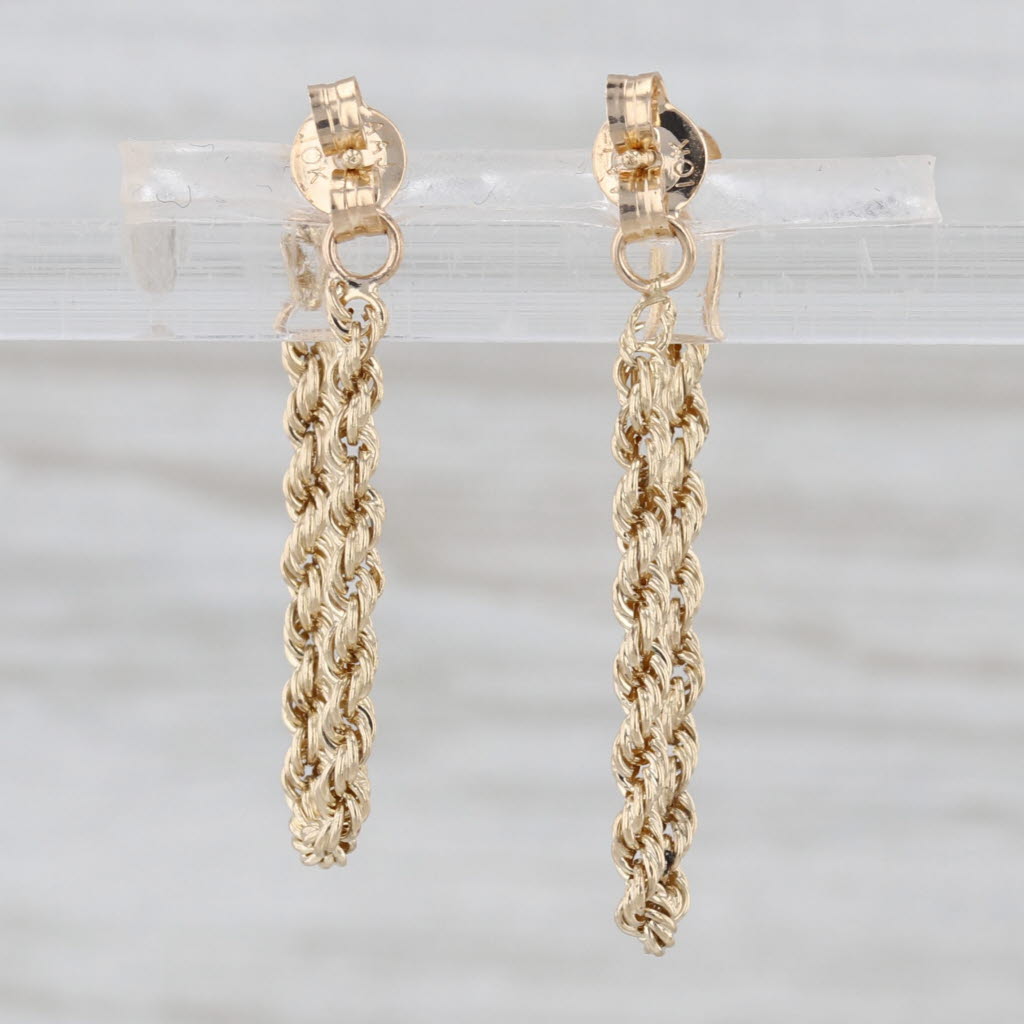 Rope Chain Dangle Earrings 10k Yellow Gold Drops