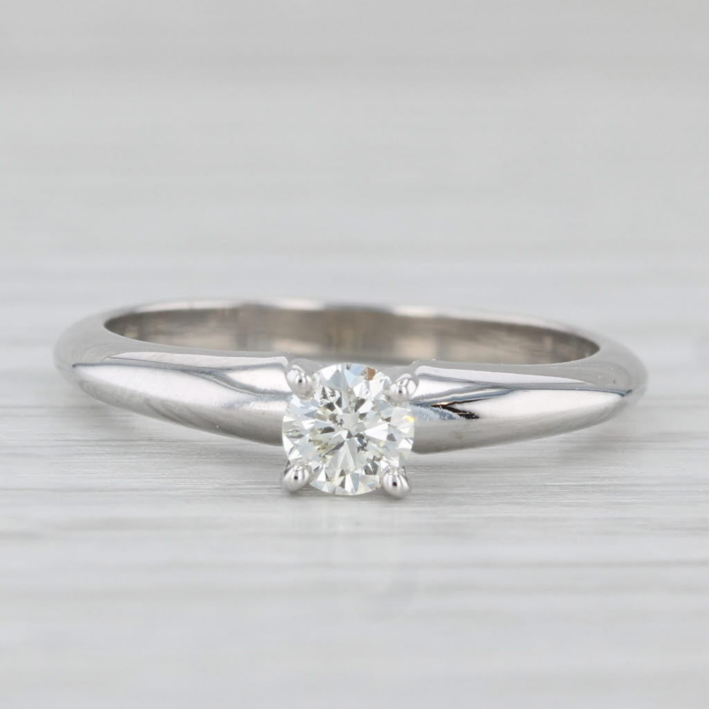 Light Gray 0.25ctw Round Diamond Solitaire Engagement Ring 14k White Gold Size 5.75