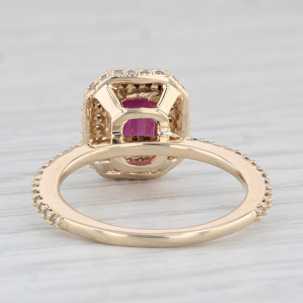 Light Gray 1.78ctw Ruby Diamond Halo Ring 14k Yellow Gold Size 7 Engagement