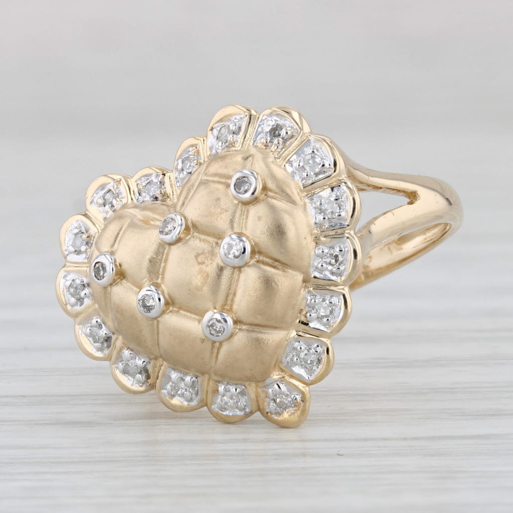 Light Gray 0.50ctw Diamond Heart Ring 14k Yellow Gold Size 7.25 Cocktail