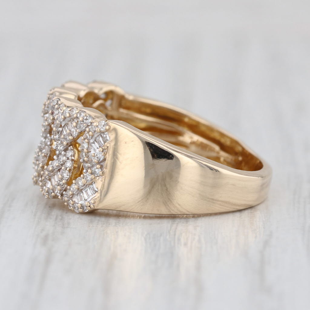 0.64ctw Scalloped Diamond Ring 10k Yellow Gold Size 9.25 Wide Band
