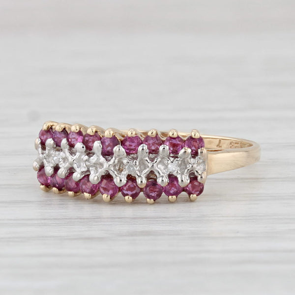 0.34ctw Ruby Diamond Ring 10k Yellow Gold Size 6.75 Tiered Stackable