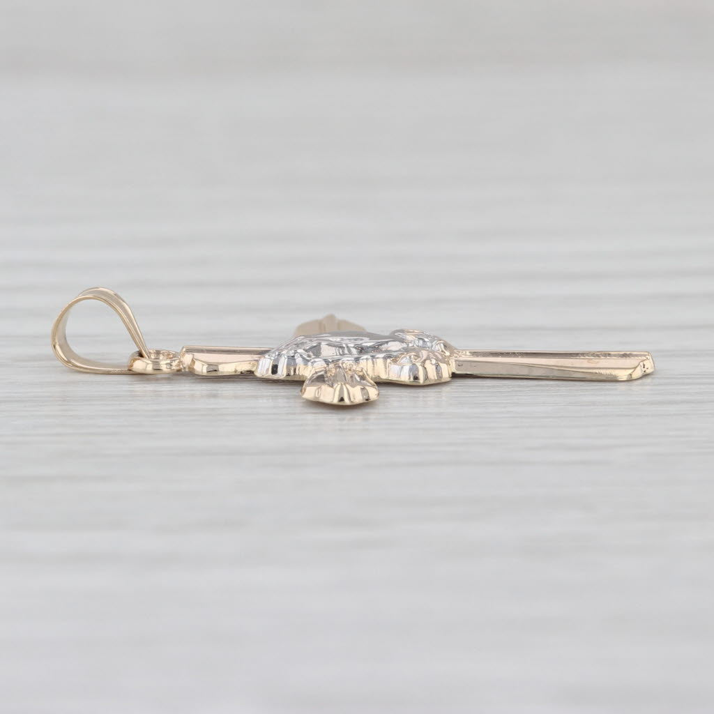 New Prayer Hands Cross Pendant 14k Yellow White Gold